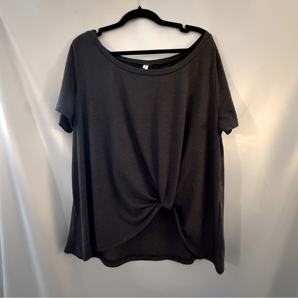 👠 3 for $ 30👠 Rosegal Charcoal Knot Front Tee